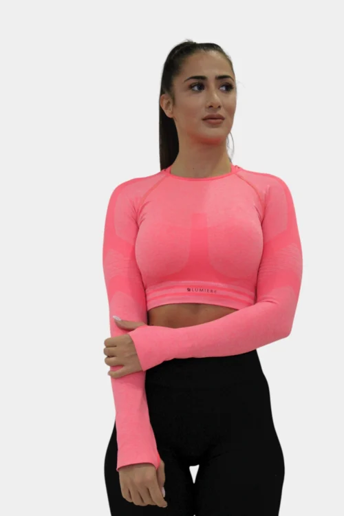 Majica-za-trening-crop-amplify-dugi-rukav-coral Majica za trening - Crop Amplify dugi rukav