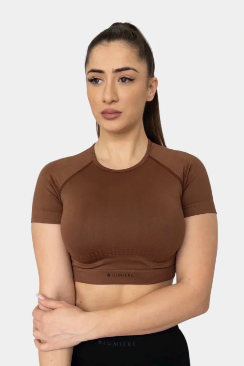Majica-za-trening-crop-plain-choco Majica za trening - Crop Plain