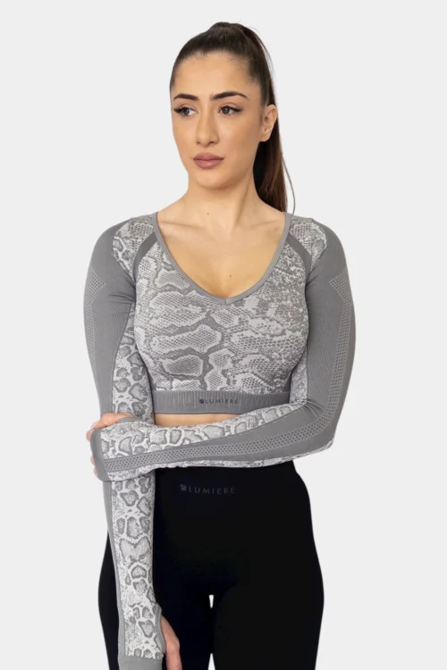 Majica-za-trening-crop-snake-light-grey-2 Majica za trening - Crop Snake dugi rukav