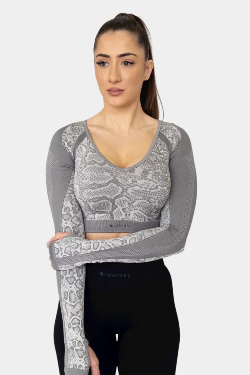 Majica-za-trening-crop-snake-light-grey Majica za trening - Crop Snake dugi rukav